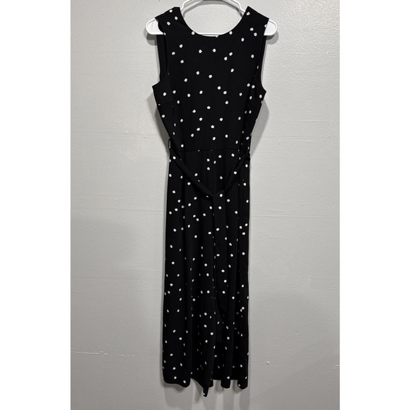 Women's Warehouse Sleeveless Belted Wide Leg Jumpsuit US 8 UK 12 Black Polka Dot - Picture 4 of 15